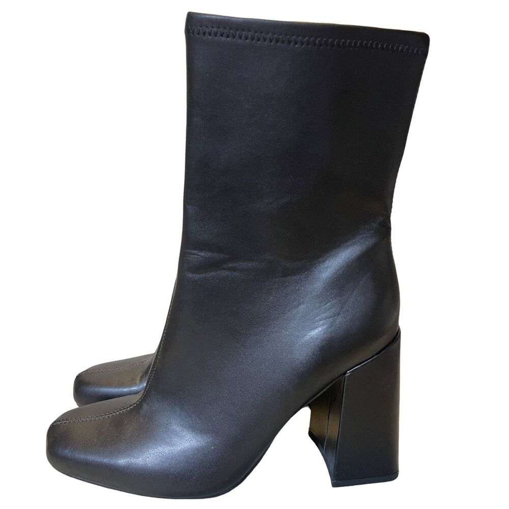 Forever 21 Chunky Heel Ankle Boots Womens Size 10M Black Heels Fashion Boots NWT